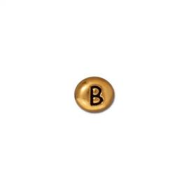 Бусина буква B, позолоченная, 6*7мм