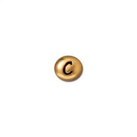 Бусина буква C, позолоченная, 6*7мм
