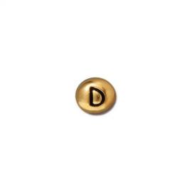 Бусина буква D, позолоченная, 6*7мм
