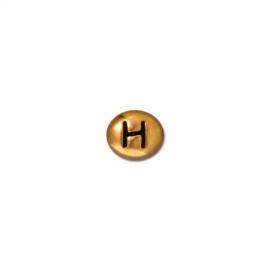 Бусина буква H, позолоченная, 6*7мм