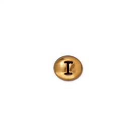 Бусина буква I, позолоченная, 6*7мм