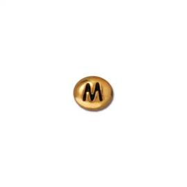 Бусина буква M, позолоченная, 6*7мм
