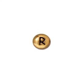 Бусина буква R, позолоченная, 6*7мм