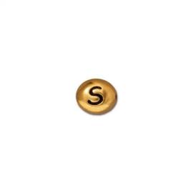Бусина буква S, позолоченная, 6*7мм